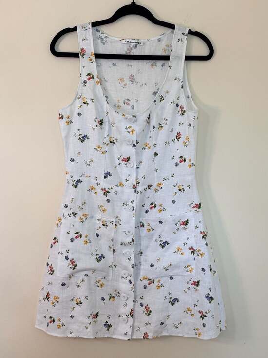 Reformation Dresses & Skirts - Reformation Jill Linen Floral Mini Dress with Pockets
